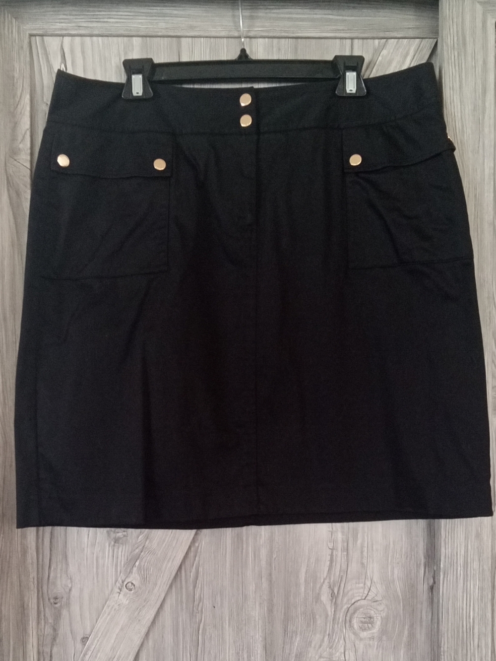 Jones New York Black Stretch Cotton Skirt 14/16